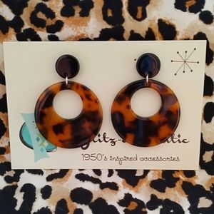 🤎1950s Inspired Tortoise Hoop Earrings/Retro Rockabilly/Pin Up♥️